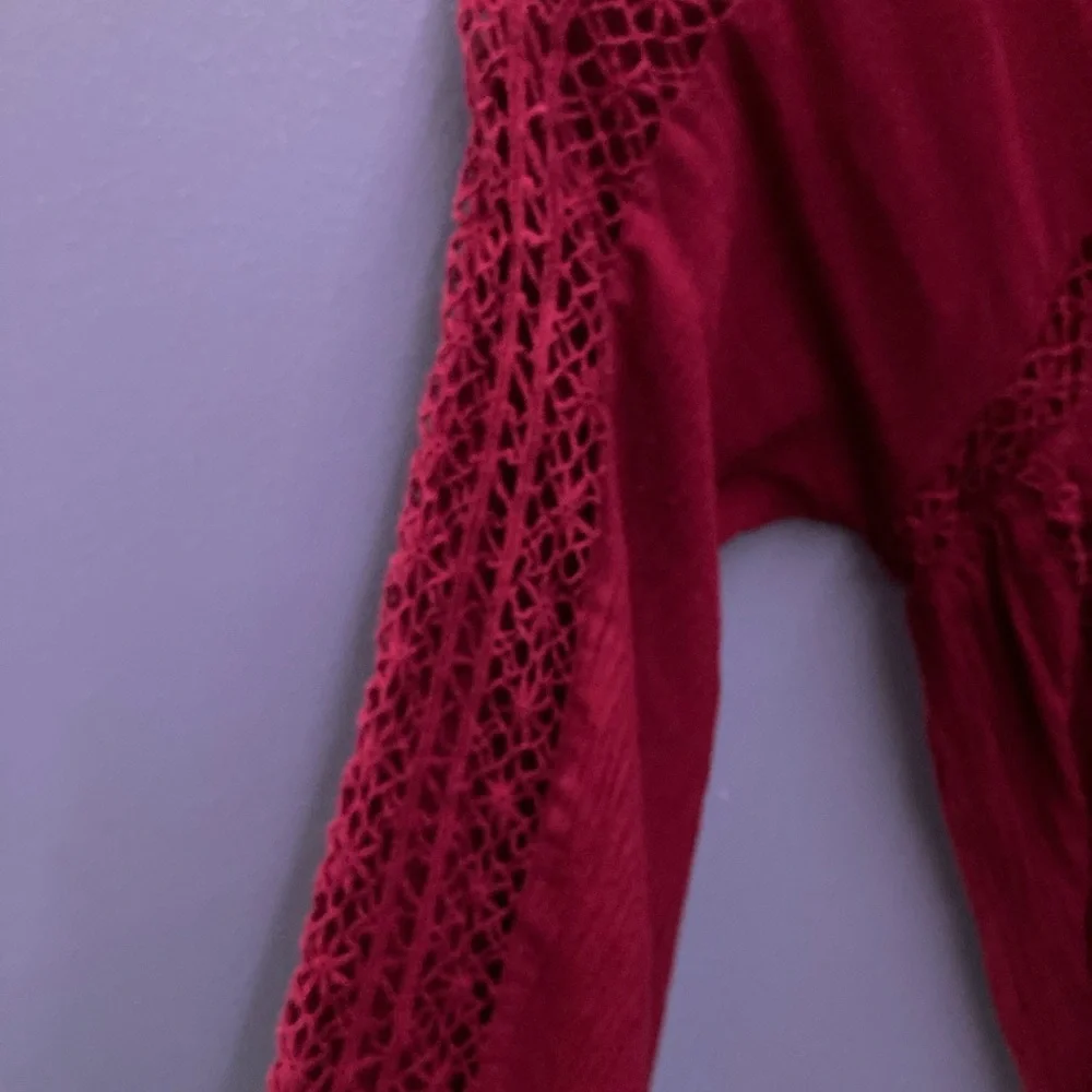 American Eagle Babydoll Dress, Lace Boho Longsleeve Peasant - Picture 9 of 10